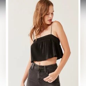 Urban Outfitters Black Ruffled Crop Top